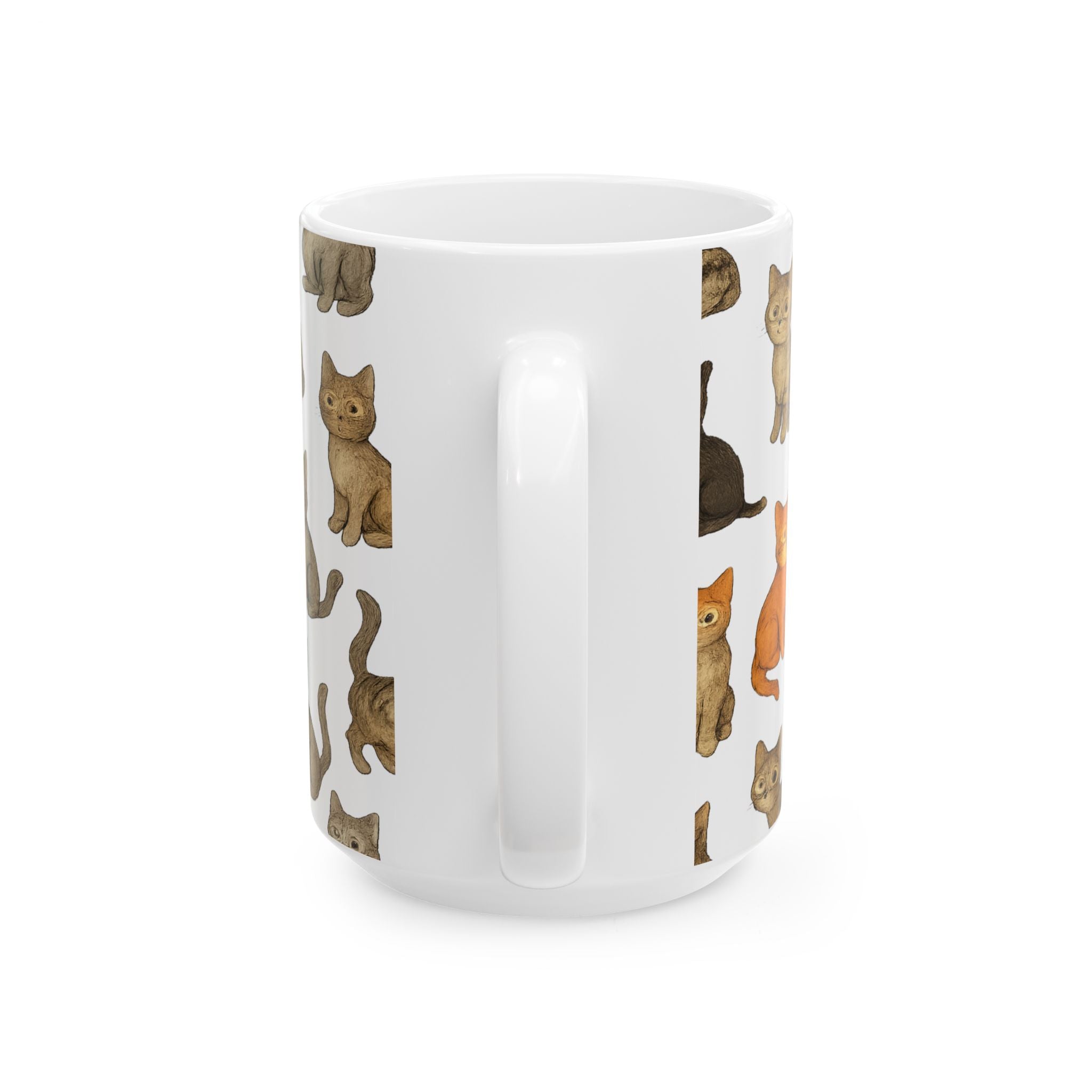 Botanical Curious Cats Full Wrap Coffee Mug | Cats Gift | Ceramic Mug
