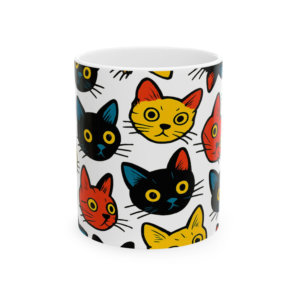 Bold Curious Cats Full Wrap Coffee Mug | Cats Gift | Ceramic Mug