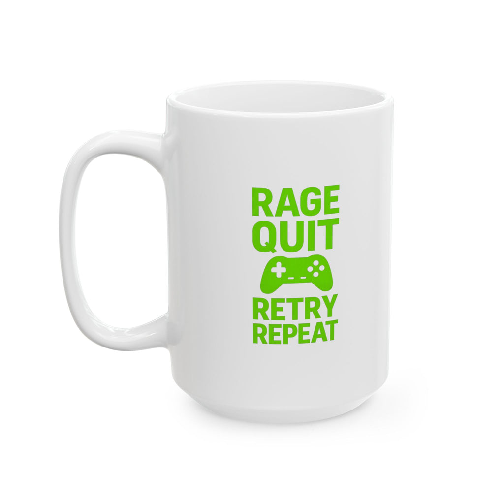 Gamer Rage Quit Retry Repeat Coffee Mug | Unique Gift | Ceramic Mug