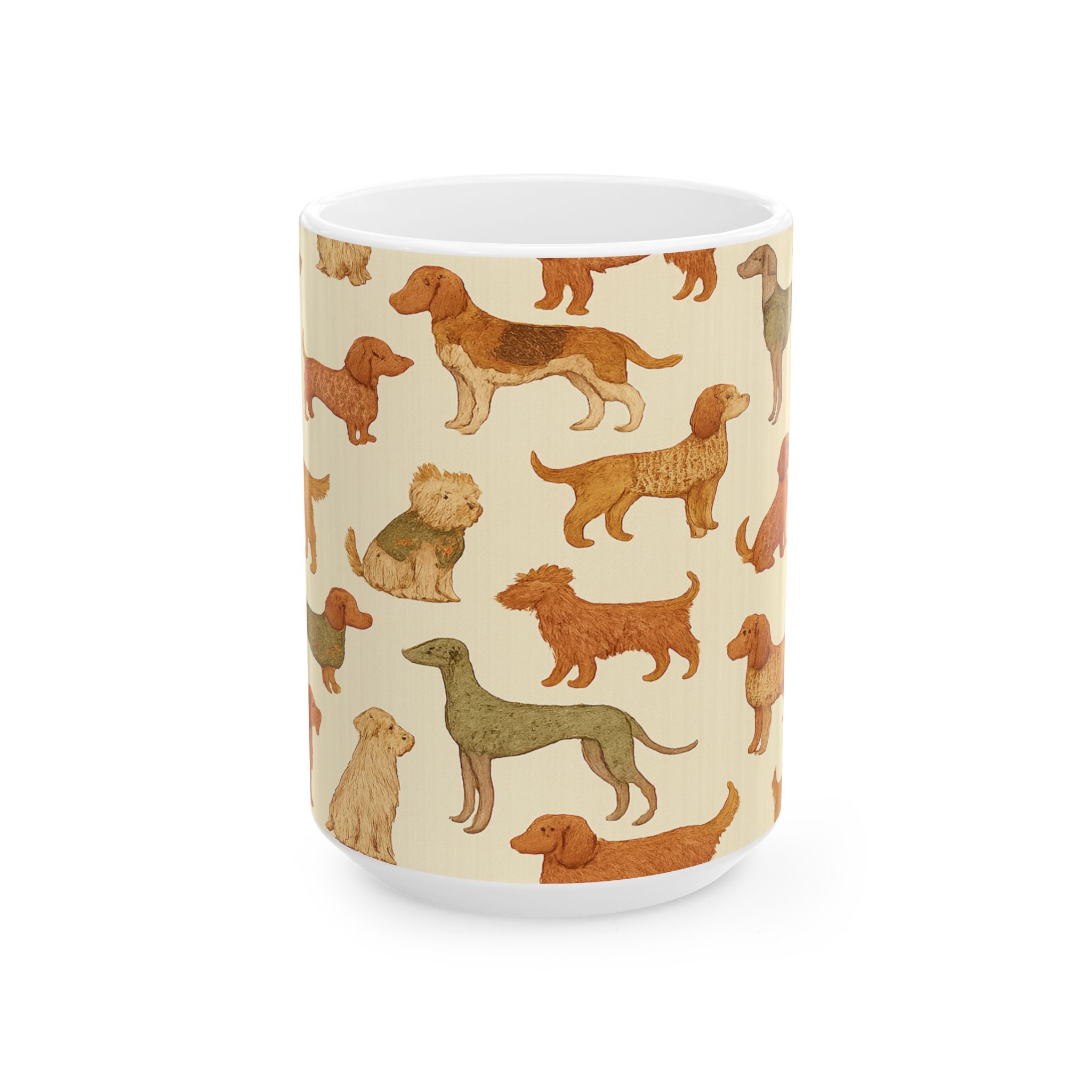 Vintage Dogs In Sweaters Full Wrap Coffee Mug | Dogs Gift | Ceramic Mug