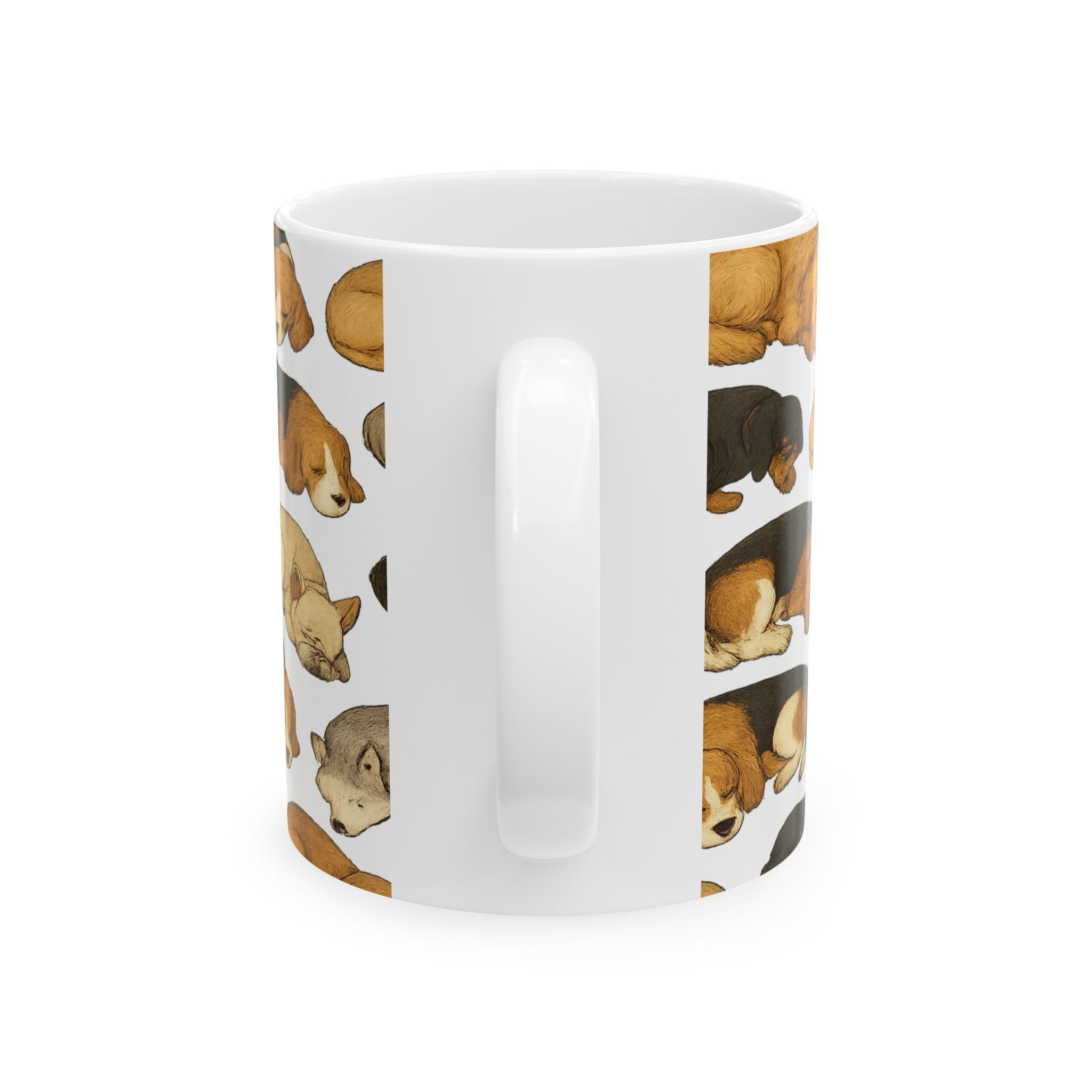 Botanical Sleeping Dogs Full Wrap Coffee Mug | Dogs Gift | Ceramic Mug