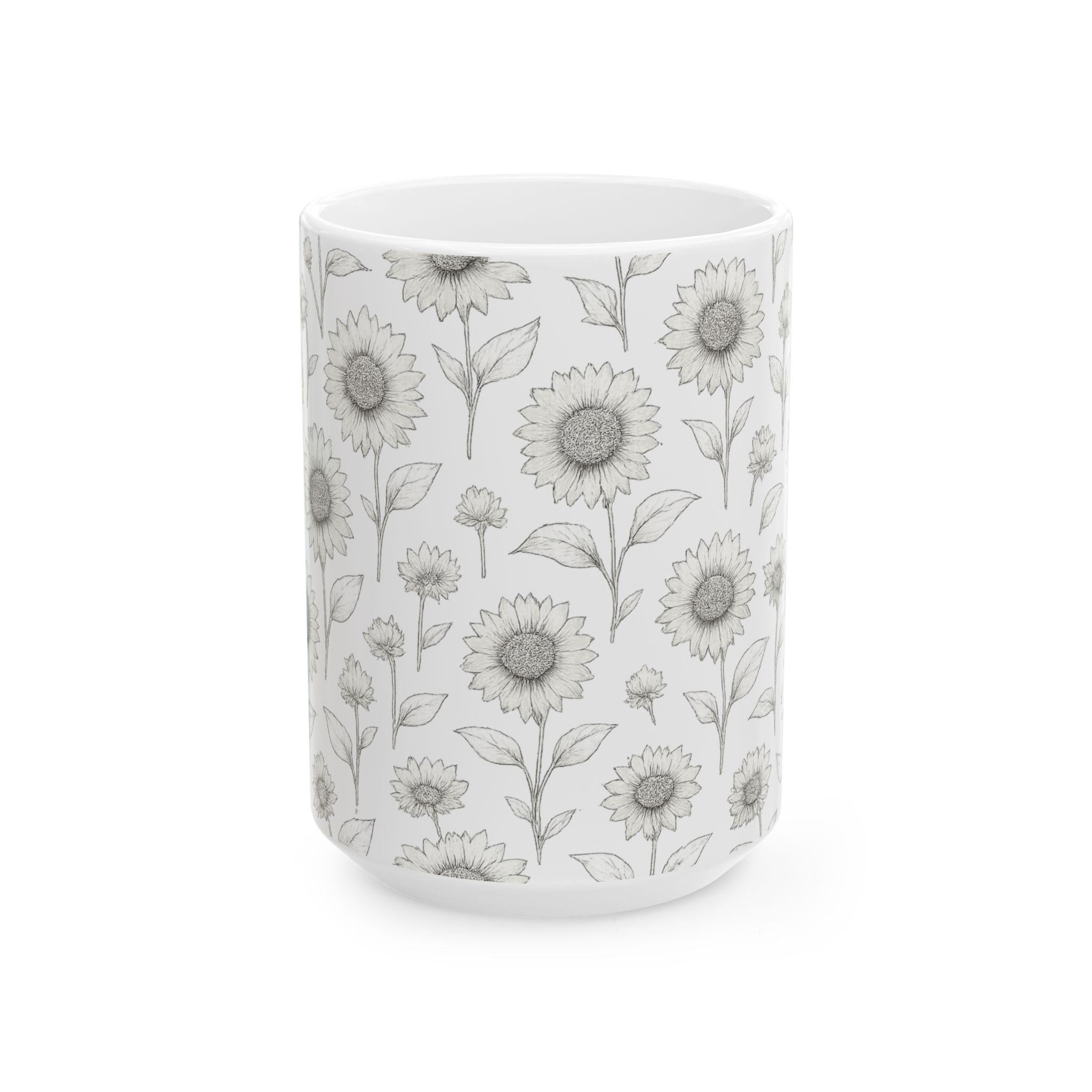 Delicate Sunflower Field Full Wrap Coffee Mug | Flowers Gift | Ceramic Mug