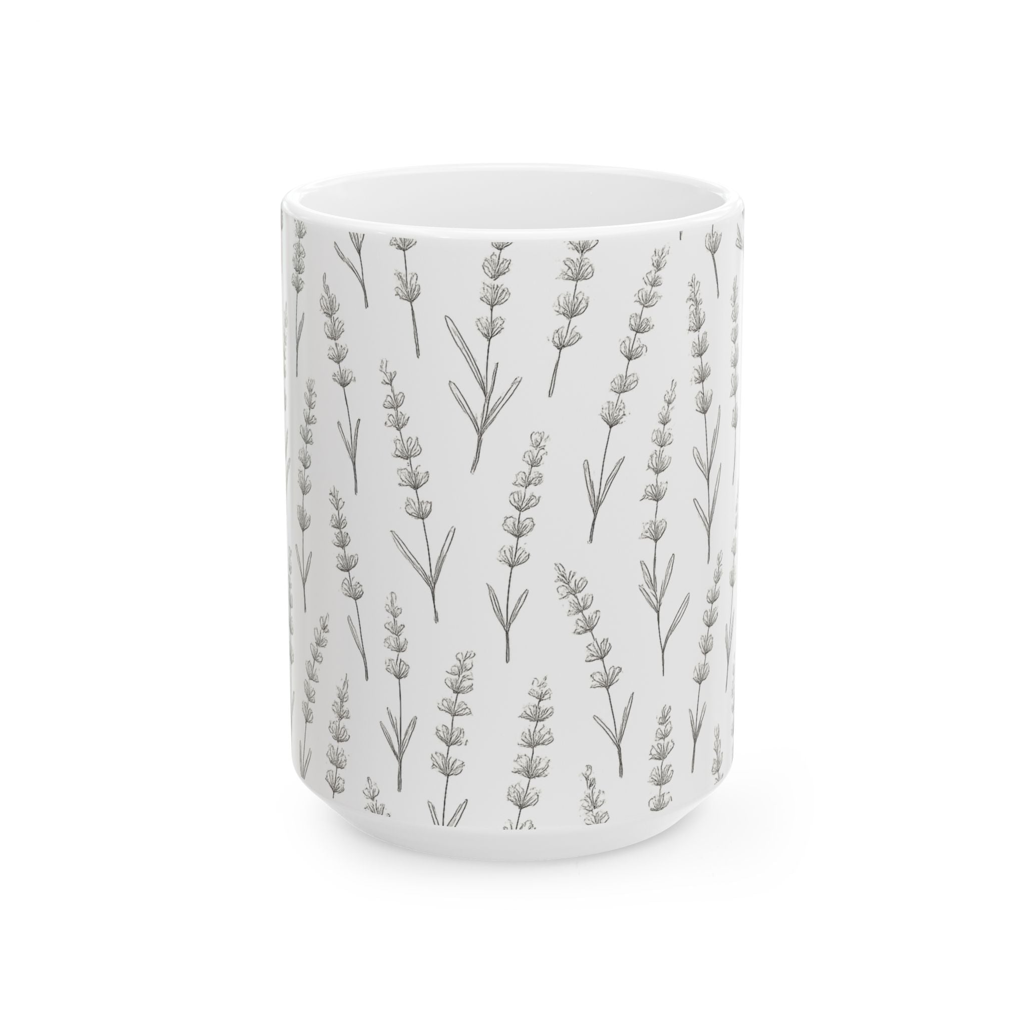 Delicate Lavender Sprigs Full Wrap Coffee Mug | Flowers Gift | Ceramic Mug
