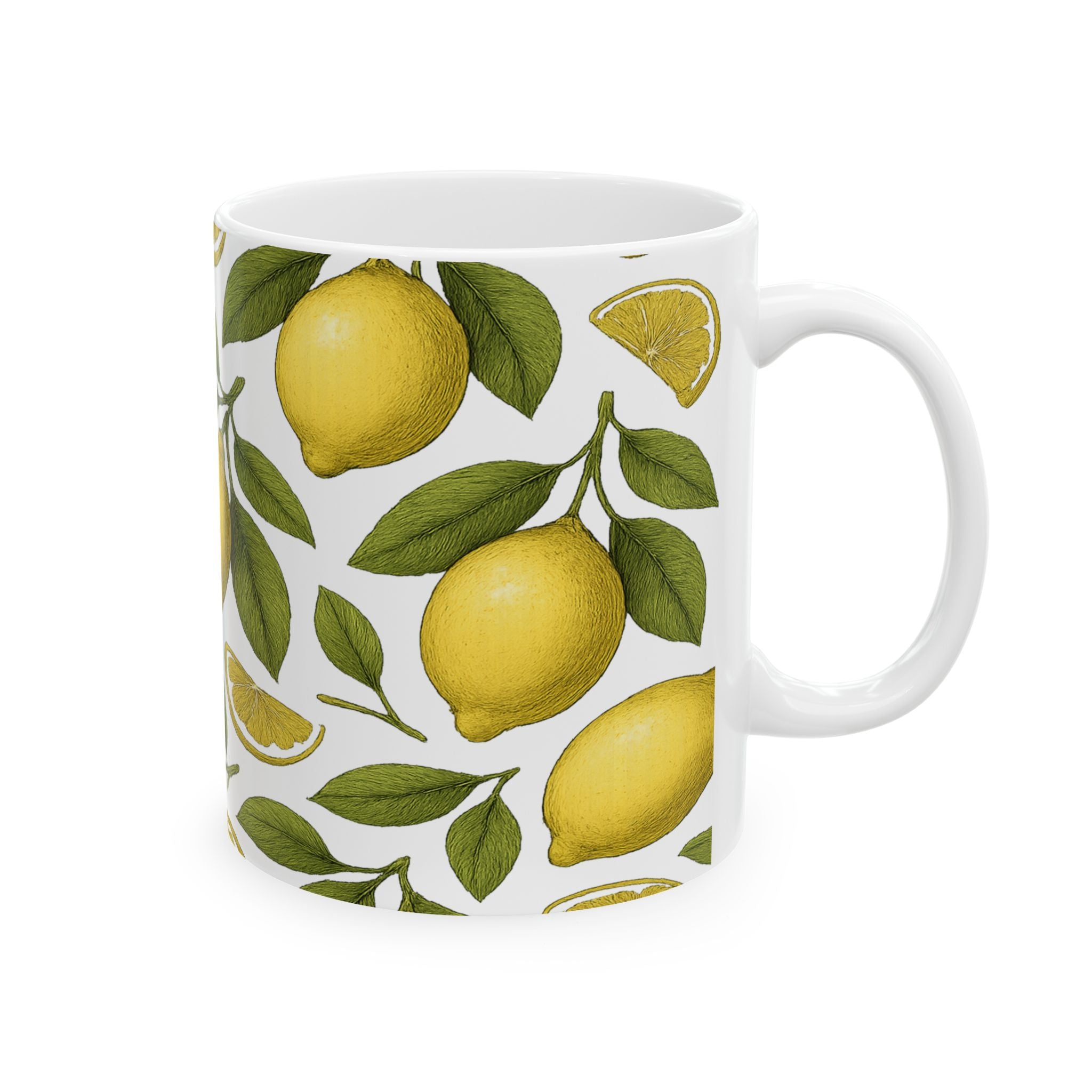 Botanical Lemons Full Wrap Coffee Mug | Fruit Gift | Ceramic Mug