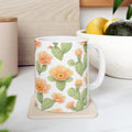 Watercolor Blooming Cactus Flowers Pattern Coffee Mug | Cactus Lover Gift | Ceramic Mug