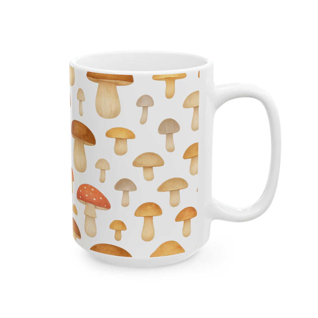 Watercolor Forest Mushrooms Full Wrap Coffee Mug | Mushrooms Gift | Ceramic Mug