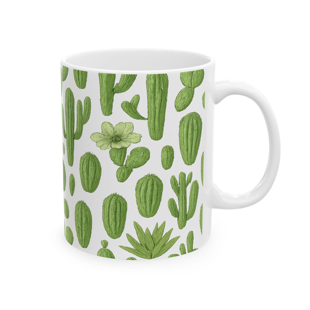 Botanical Mixed Cactus Collection Full Wrap Coffee Mug | Cactus Gift | Ceramic Mug