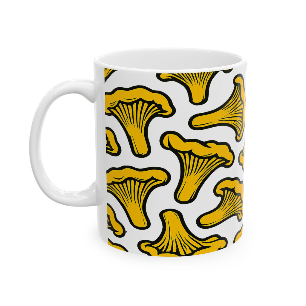 Bold Chanterelle Mushrooms Full Wrap Coffee Mug | Mushrooms Gift | Ceramic Mug