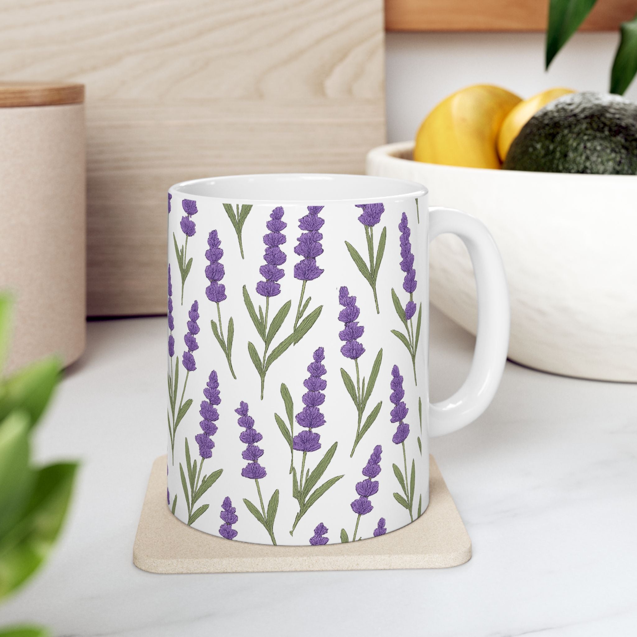 Botanical Lavender Sprigs Full Wrap Coffee Mug | Flowers Gift | Ceramic Mug
