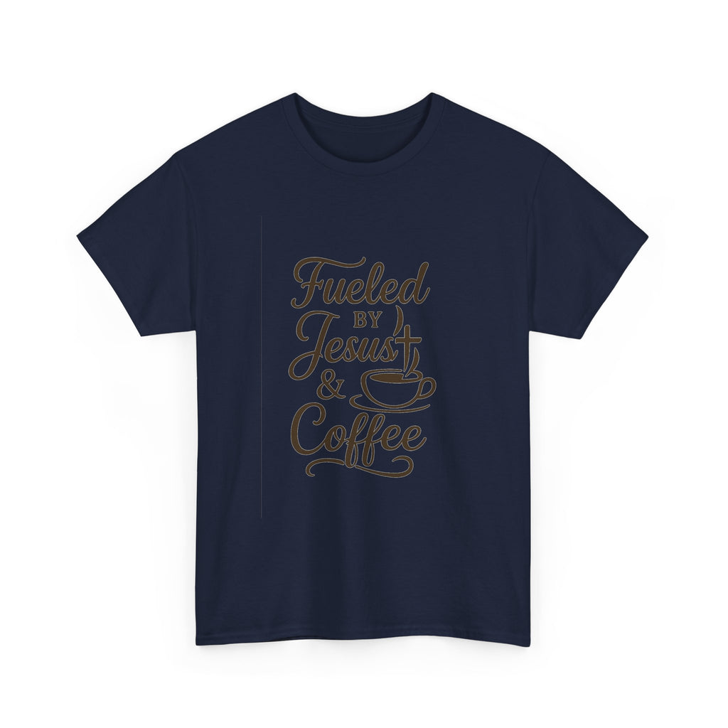 Fueled By Jesus And Coffee Faith T-Shirt | Coffee Lover Gift | Graphic Tee