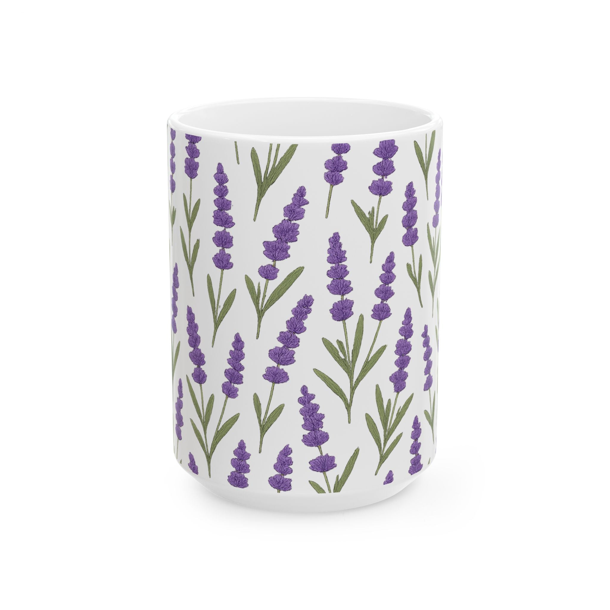 Botanical Lavender Sprigs Full Wrap Coffee Mug | Flowers Gift | Ceramic Mug