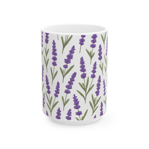 Botanical Lavender Sprigs Full Wrap Coffee Mug | Flowers Gift | Ceramic Mug