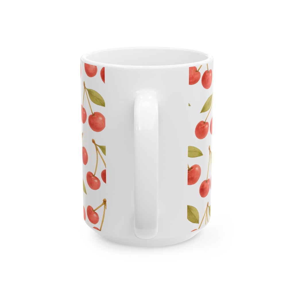 Watercolor Cherries Full Wrap Coffee Mug | Fruit Gift | Ceramic Mug