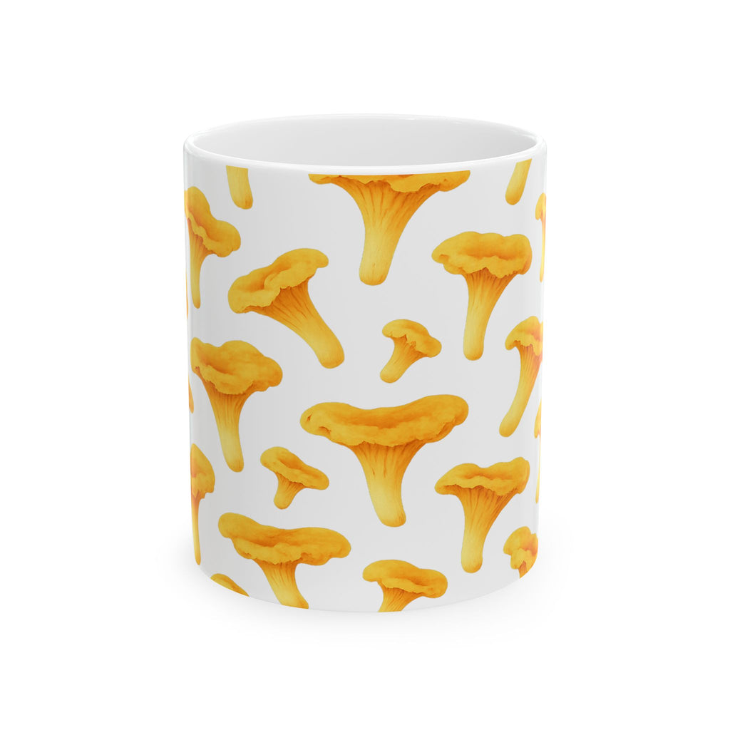 Watercolor Chanterelle Mushrooms Full Wrap Coffee Mug | Mushrooms Gift | Ceramic Mug