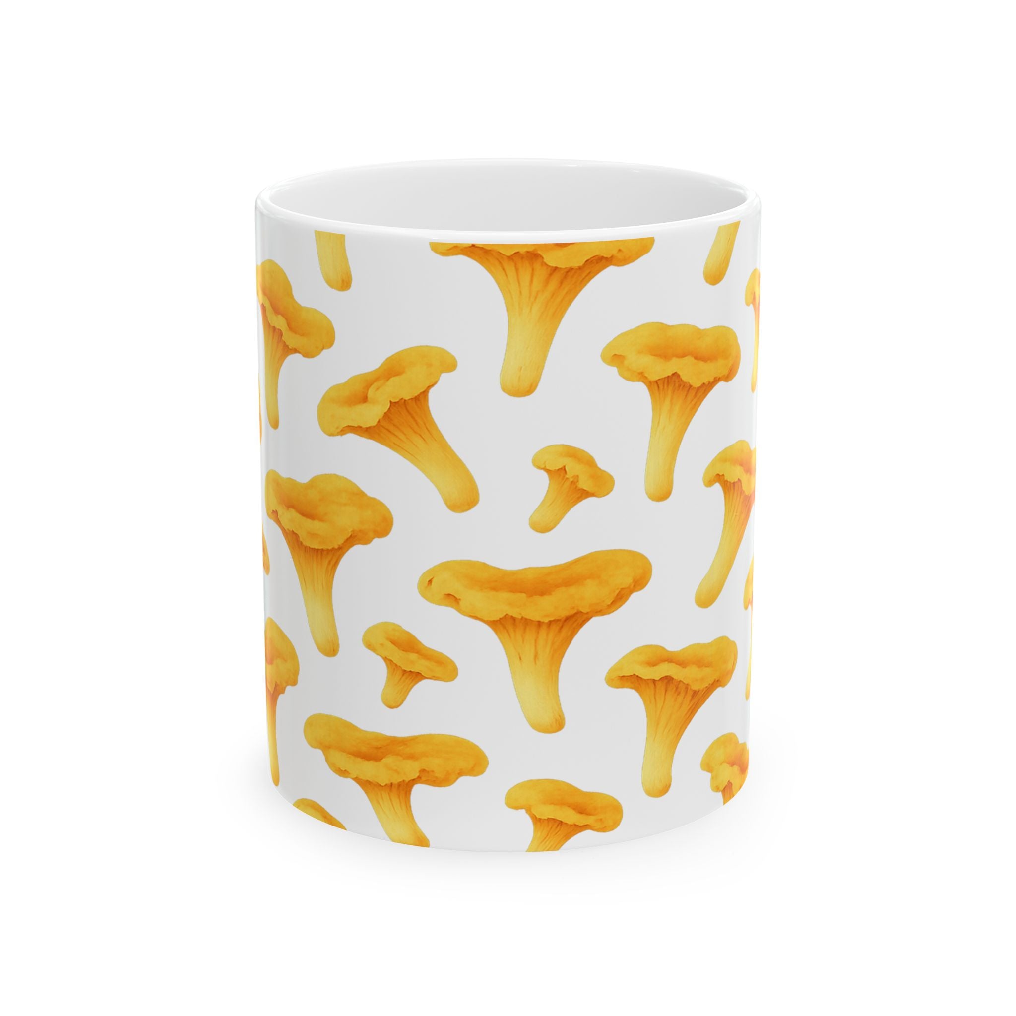 Watercolor Chanterelle Mushrooms Full Wrap Coffee Mug | Mushrooms Gift | Ceramic Mug