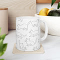 Delicate Curious Cats Full Wrap Coffee Mug | Cats Gift | Ceramic Mug