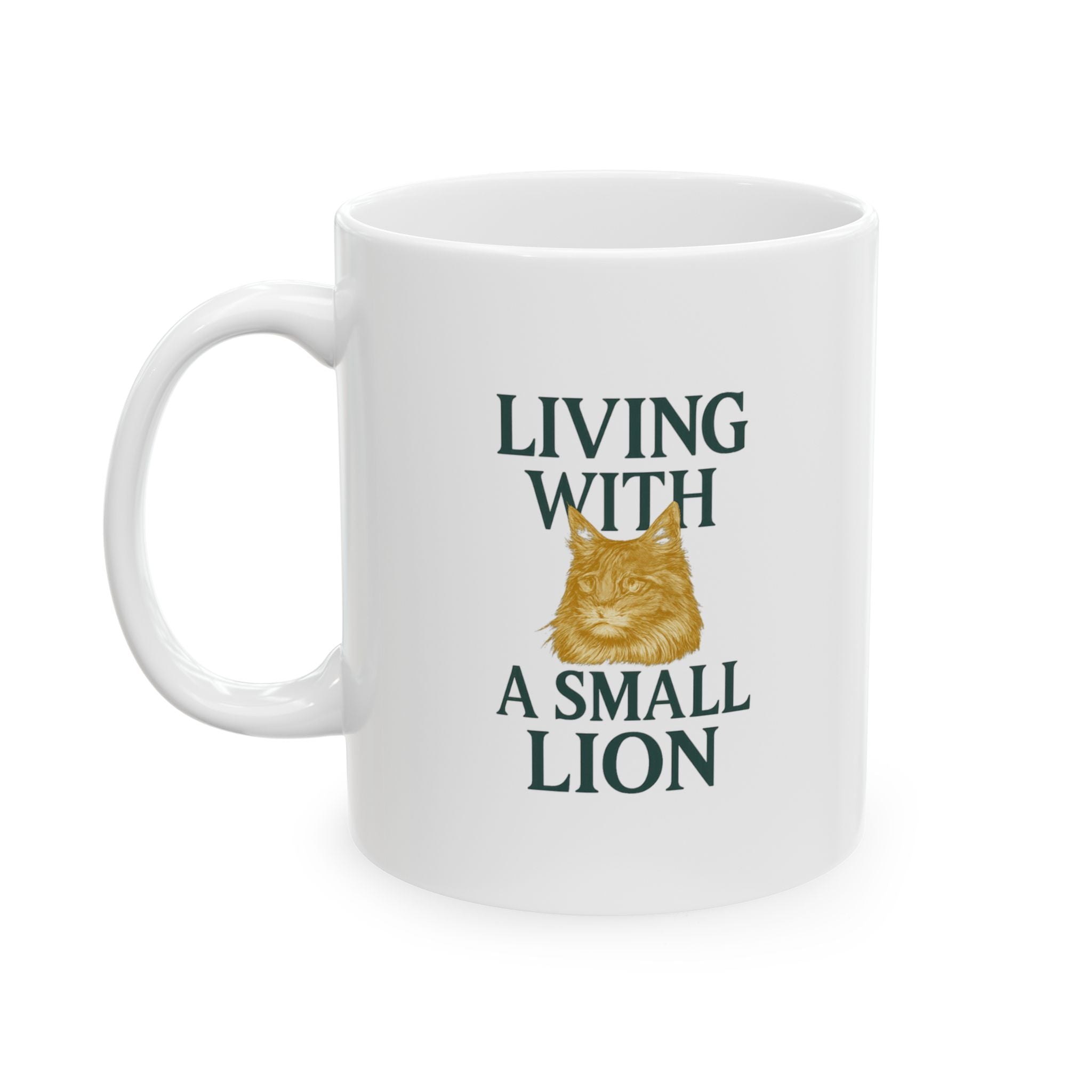 Maine Coon Mom Living With A Small Lion Coffee Mug | Gift for Mom | Ceramic Mug