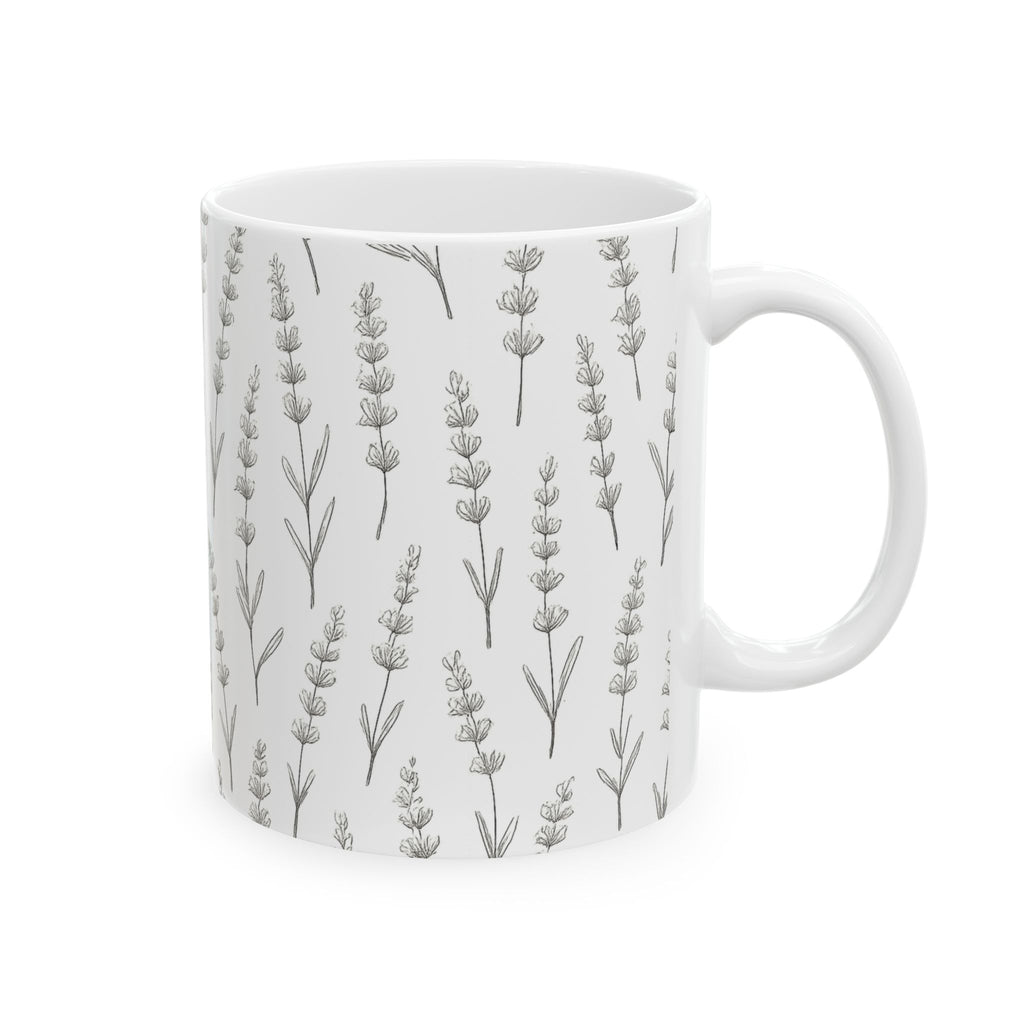 Delicate Lavender Sprigs Full Wrap Coffee Mug | Flowers Gift | Ceramic Mug