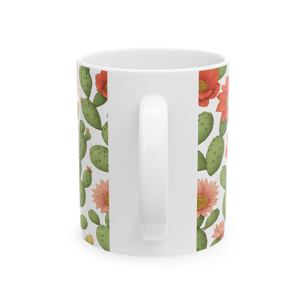 Botanical Blooming Cactus Flowers Pattern Coffee Mug | Cactus Lover Gift | Ceramic Mug