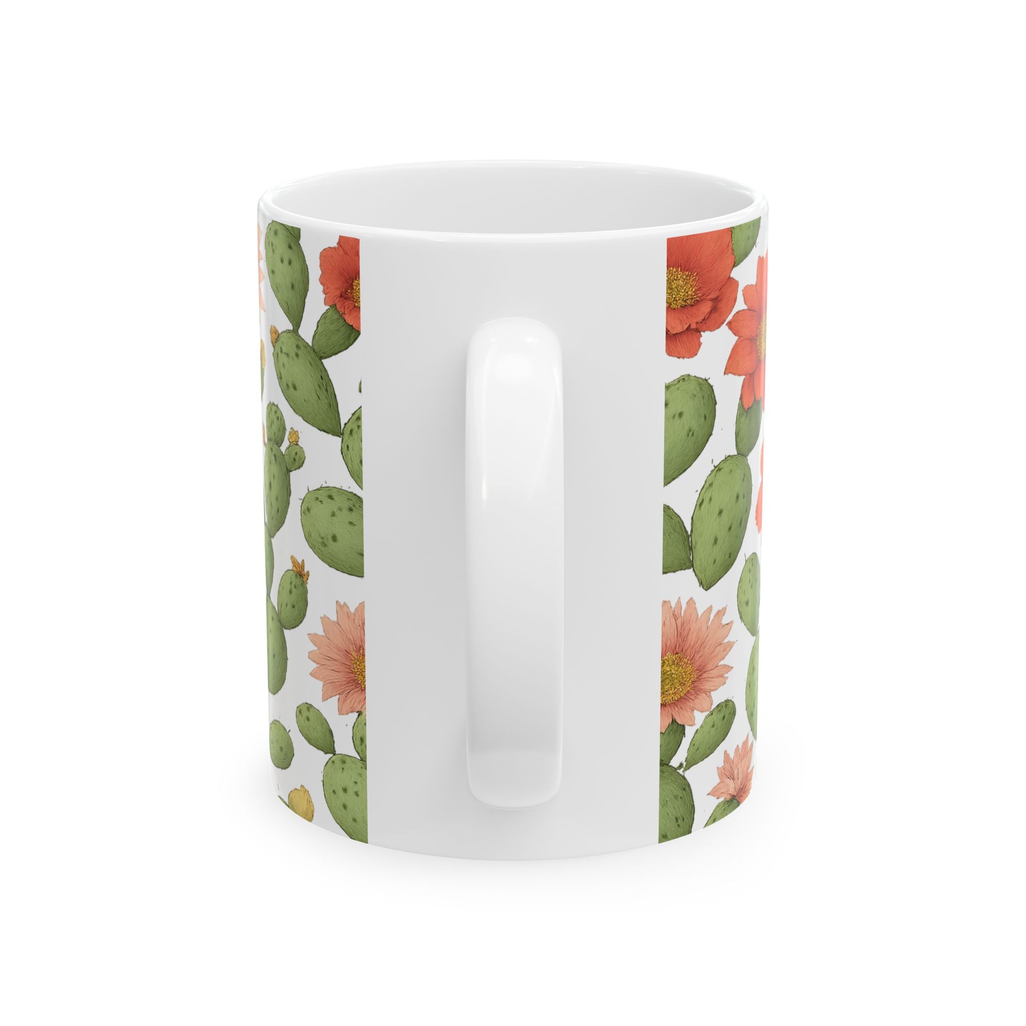 Botanical Blooming Cactus Flowers Pattern Coffee Mug | Cactus Lover Gift | Ceramic Mug