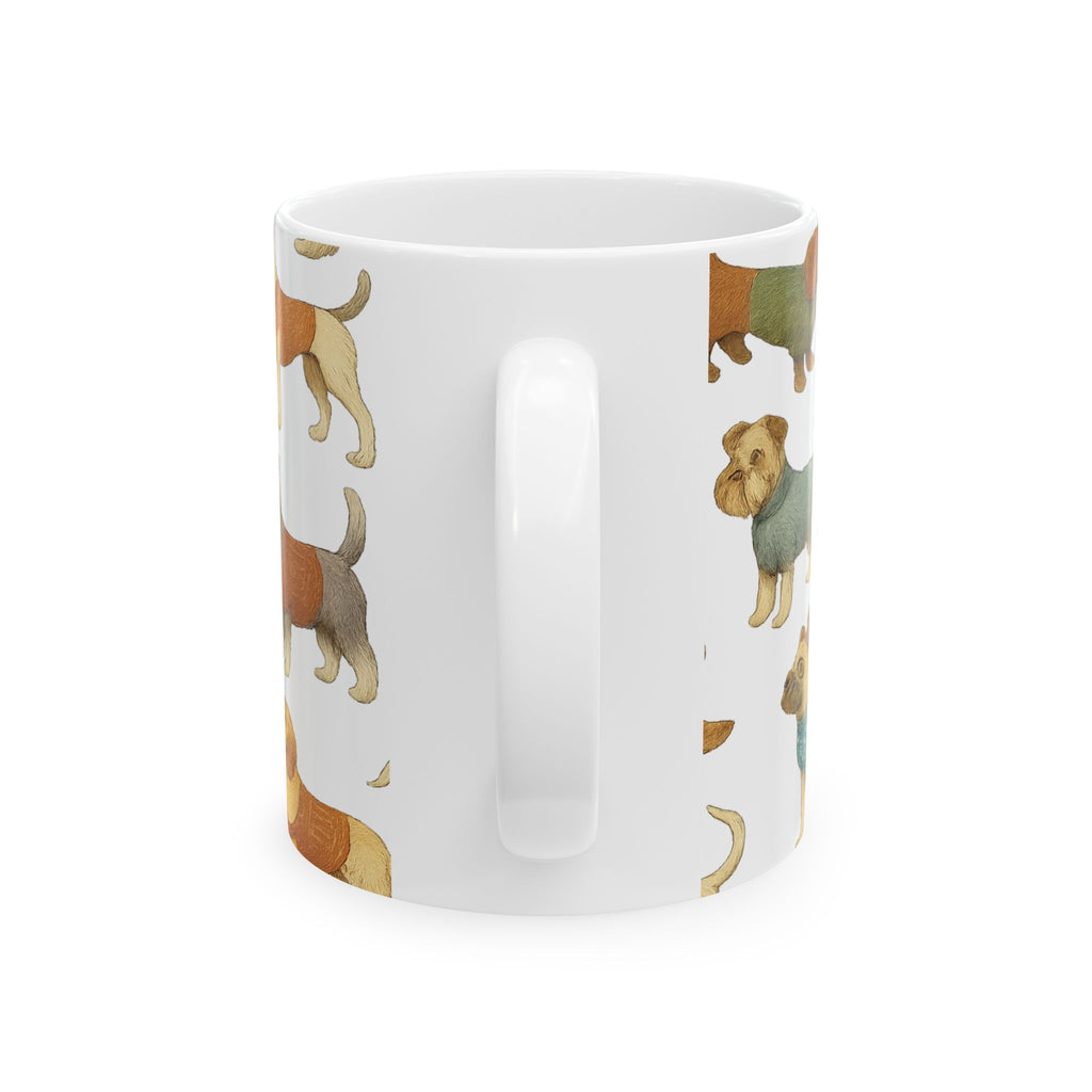 Botanical Dogs In Sweaters Full Wrap Coffee Mug | Dogs Gift | Ceramic Mug