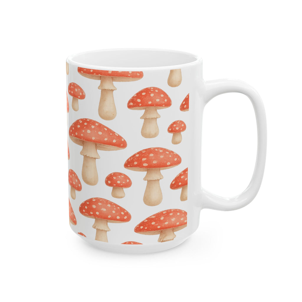 Watercolor Fly Agaric Mushrooms Full Wrap Coffee Mug | Mushrooms Gift | Ceramic Mug