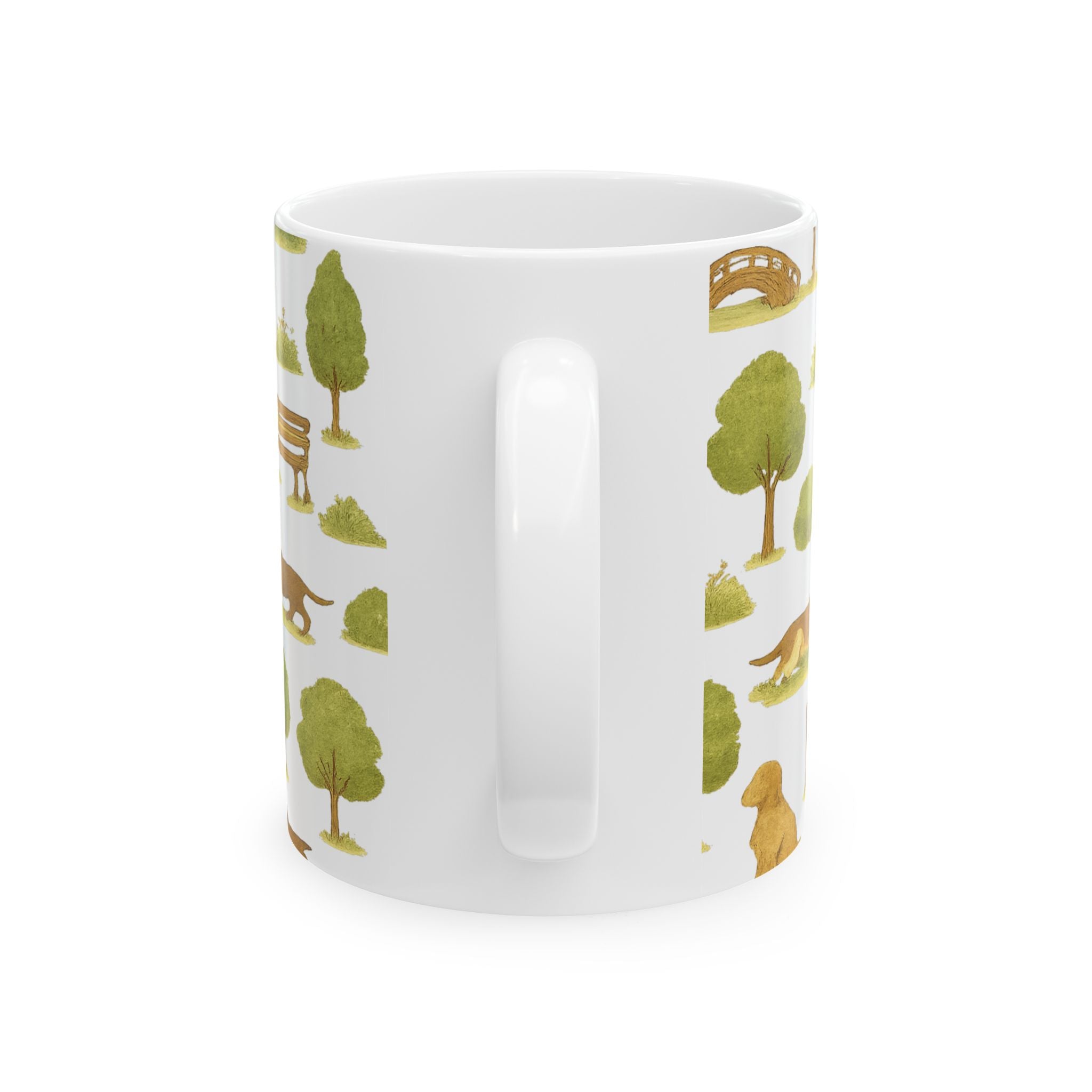 Vintage Dogs At Park Full Wrap Coffee Mug | Dogs Gift | Ceramic Mug