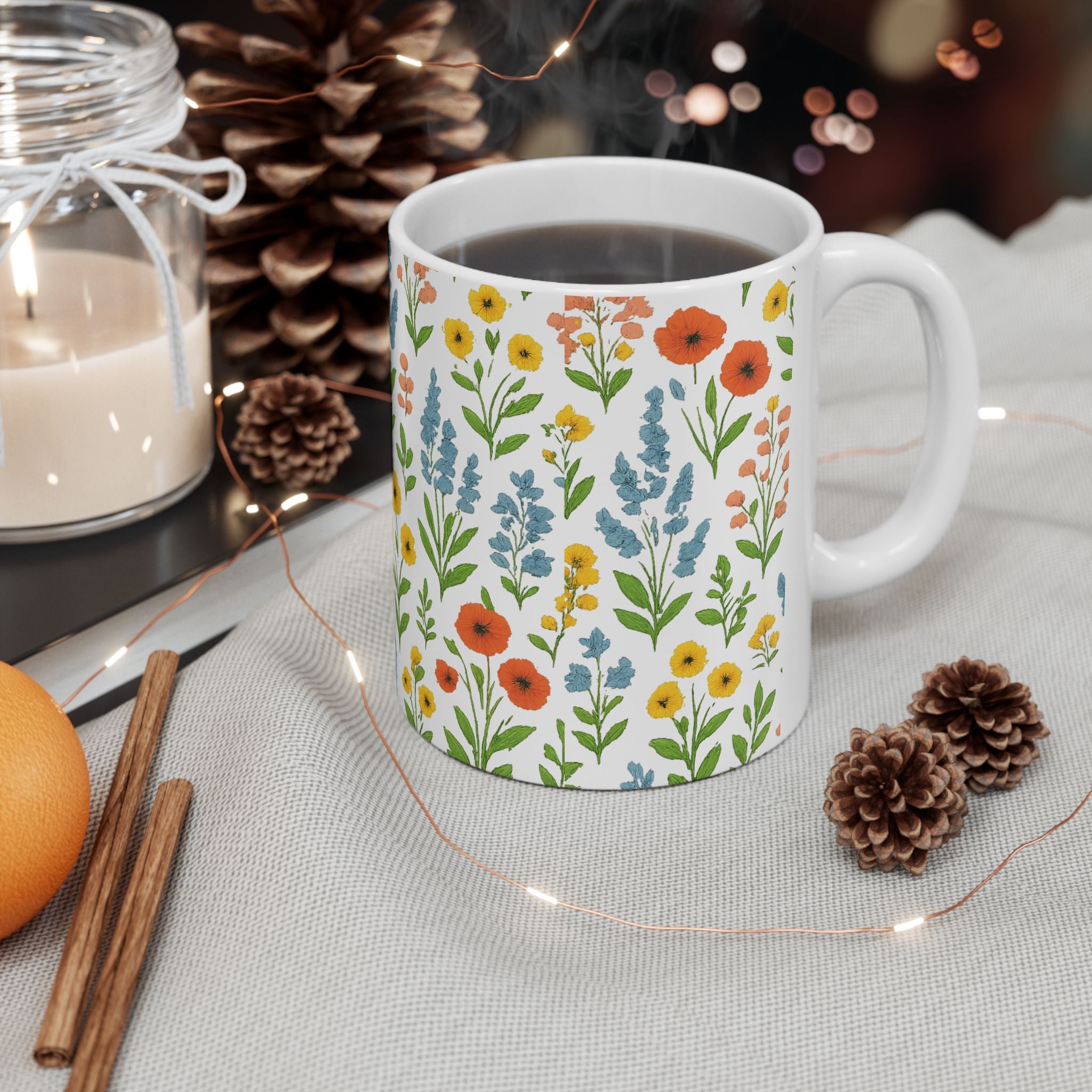 Wildflower Meadow Full Wrap Coffee Mug | Flowers Lover Gift | Ceramic Mug