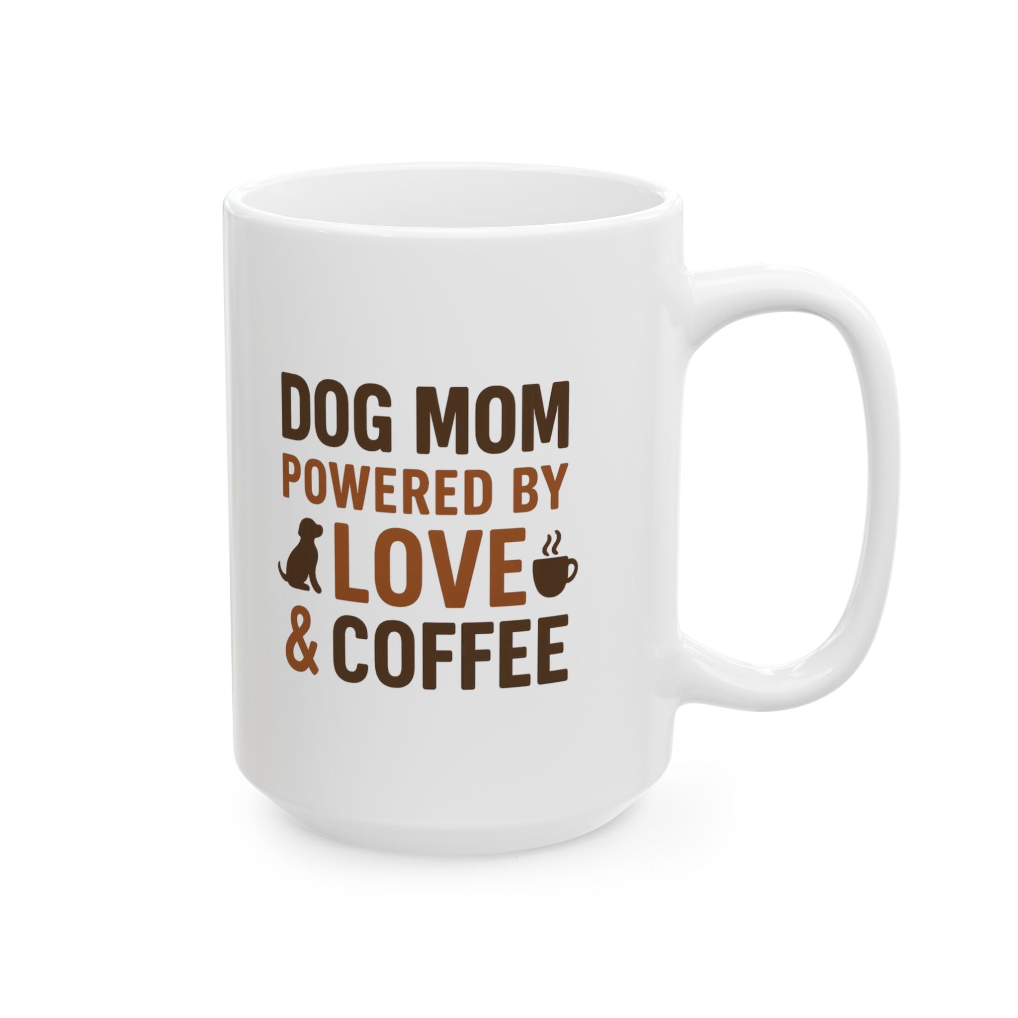 Dog Mom Powered by Love and Coffee Coffee Mug | Dog Lover Gift | Ceramic Mug
