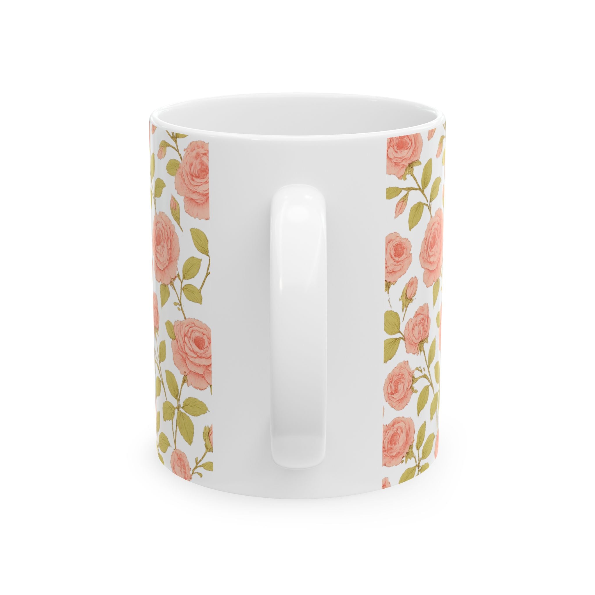 Vintage Pink Rose Garden Full Wrap Coffee Mug | Flowers Gift | Ceramic Mug