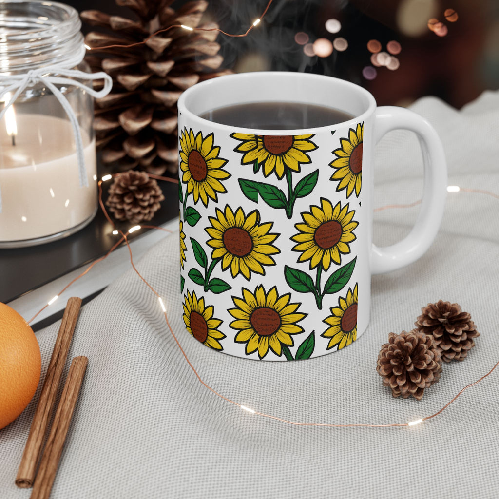 Bold Sunflower Field Full Wrap Coffee Mug | Flowers Gift | Ceramic Mug