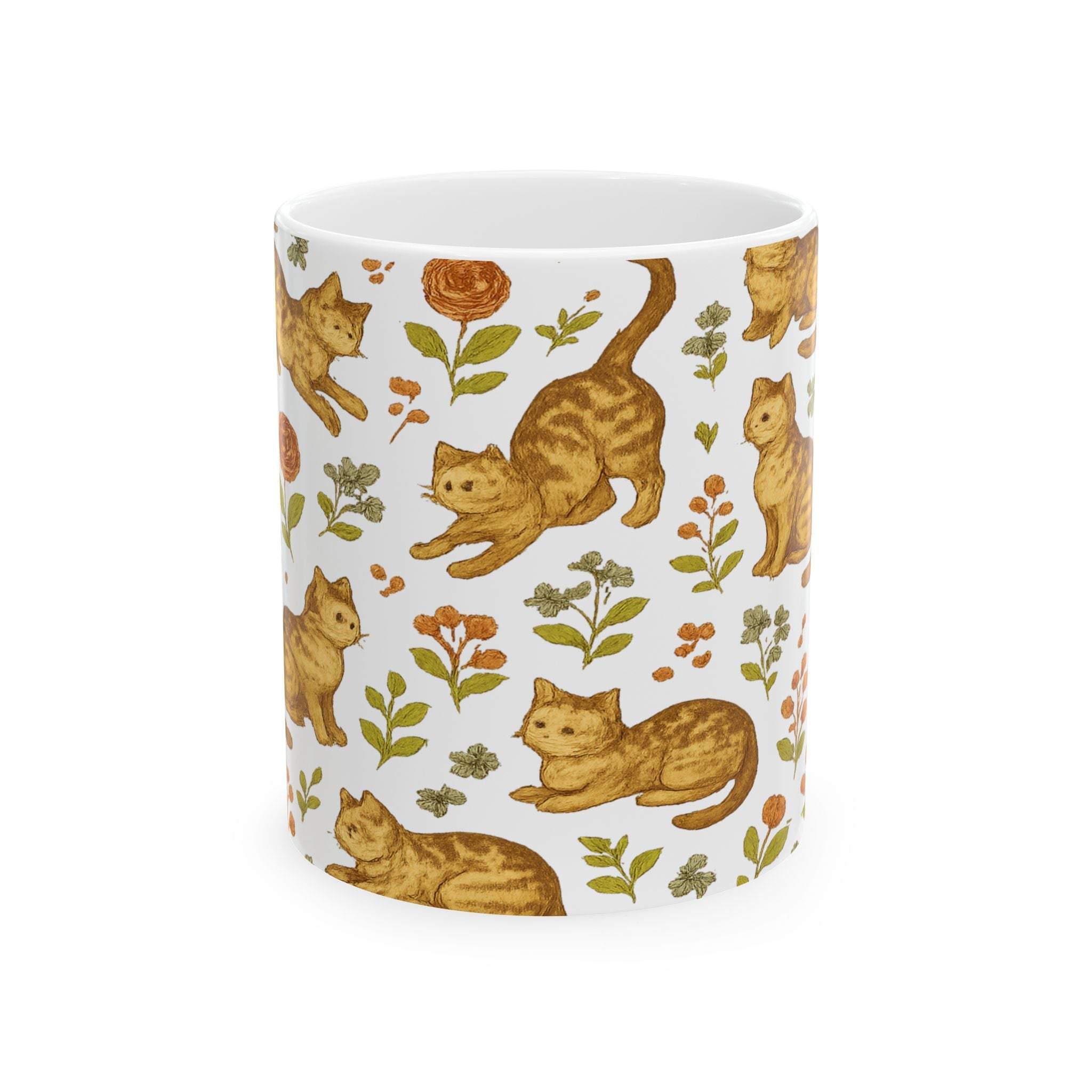 Vintage Playful Cats Full Wrap Coffee Mug | Cats Gift | Ceramic Mug