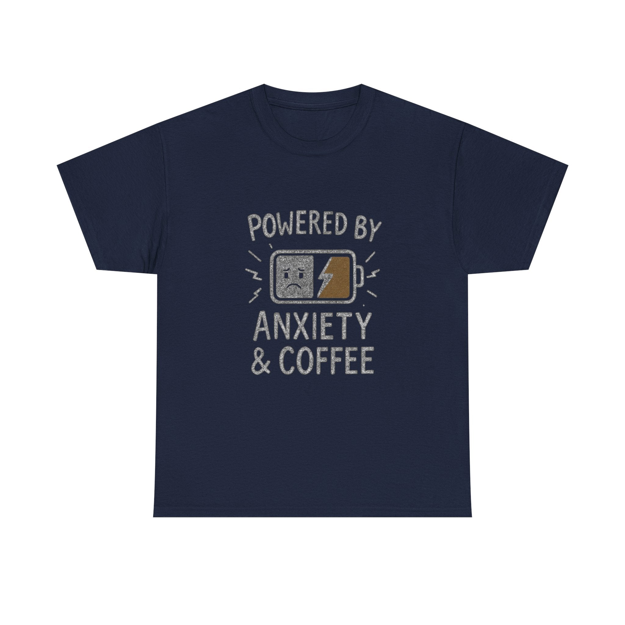 Powered By Anxiety And Coffee Funny T-Shirt | Coffee Lover Gift | Graphic Tee