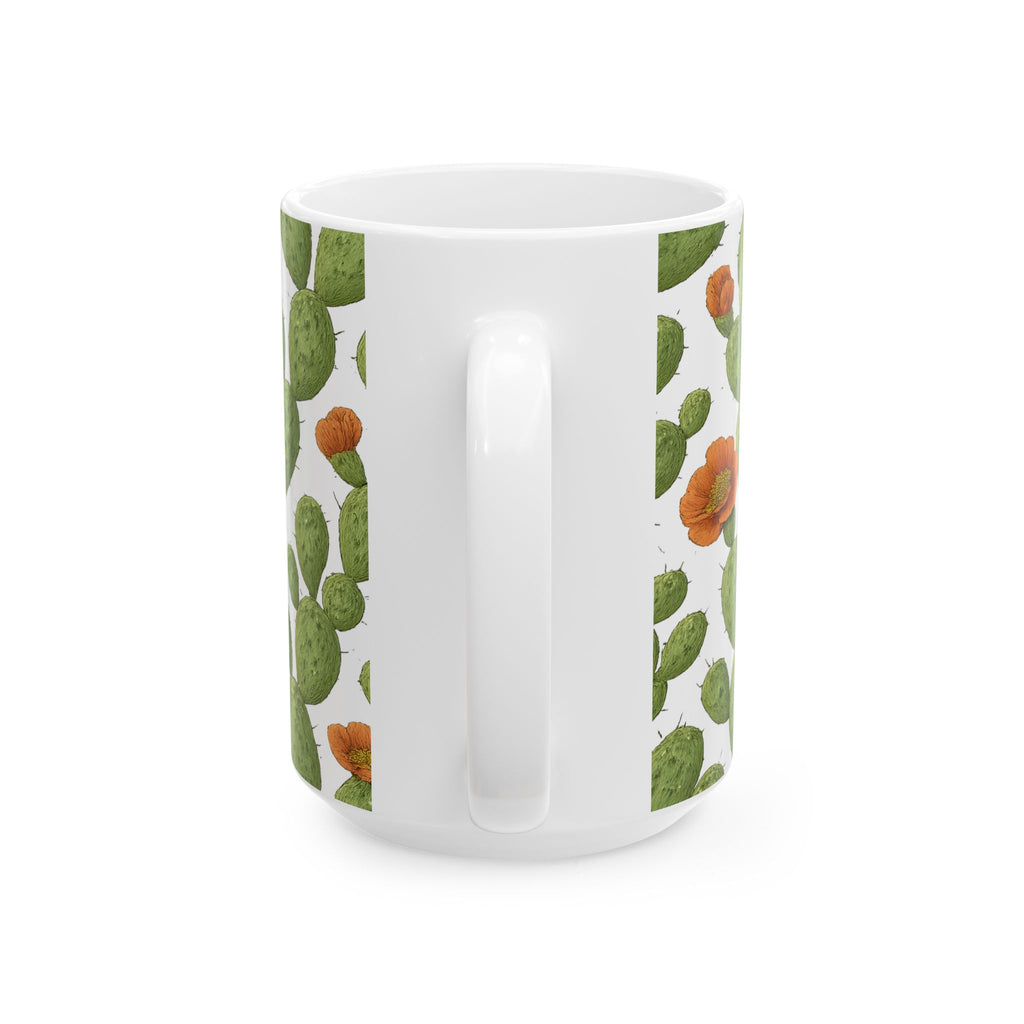 Botanical Prickly Pear Cactus Pattern Coffee Mug | Cactus Lover Gift | Ceramic Mug