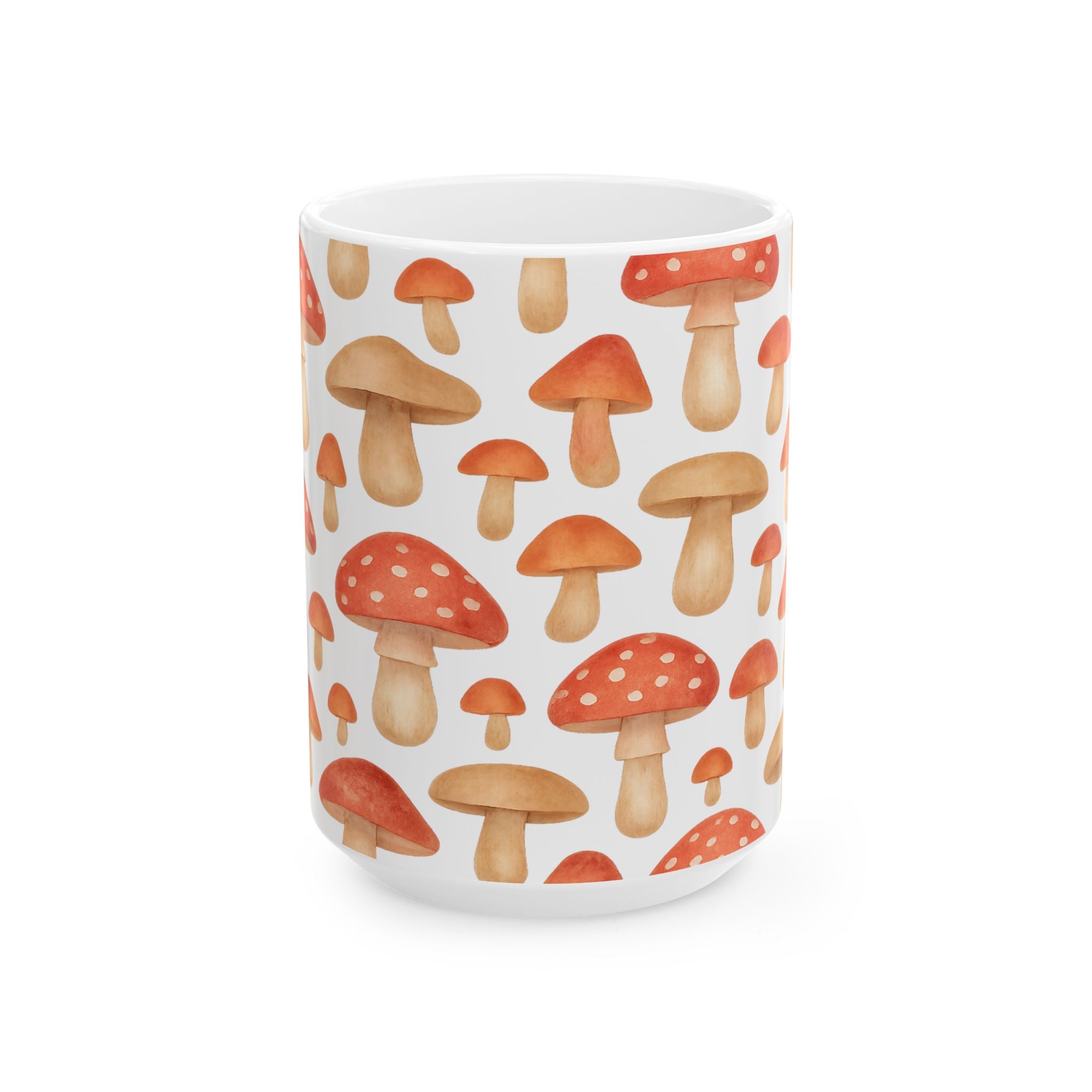 Watercolor Fairy Tale Mushrooms Full Wrap Coffee Mug | Mushrooms Gift | Ceramic Mug