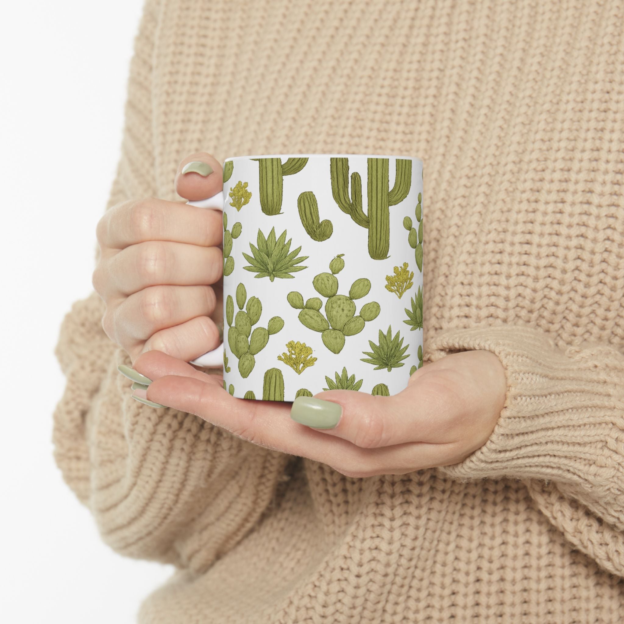 Botanical Saguaro Cactus Desert Full Wrap Coffee Mug | Cactus Gift | Ceramic Mug