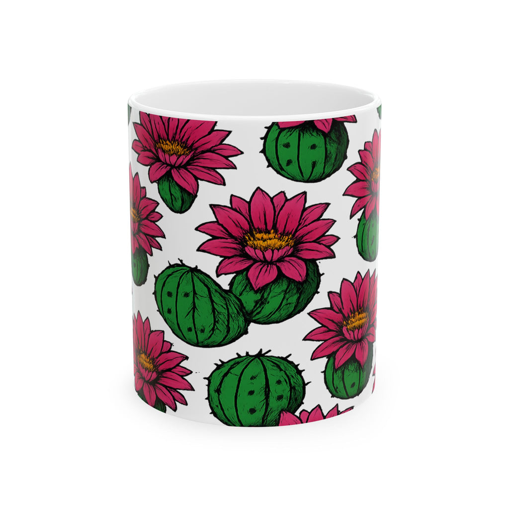 Bold Blooming Cactus Flowers Pattern Coffee Mug | Cactus Lover Gift | Ceramic Mug
