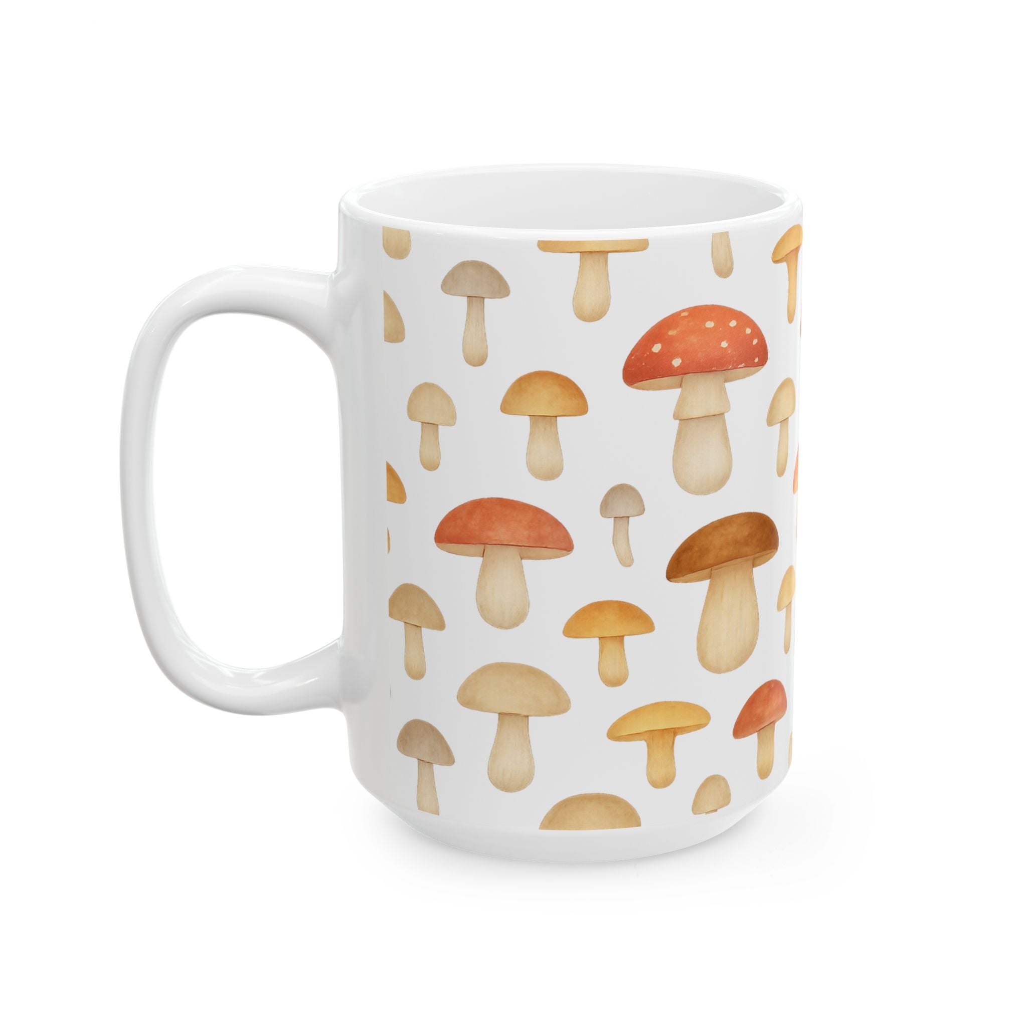 Watercolor Forest Mushrooms Full Wrap Coffee Mug | Mushrooms Gift | Ceramic Mug