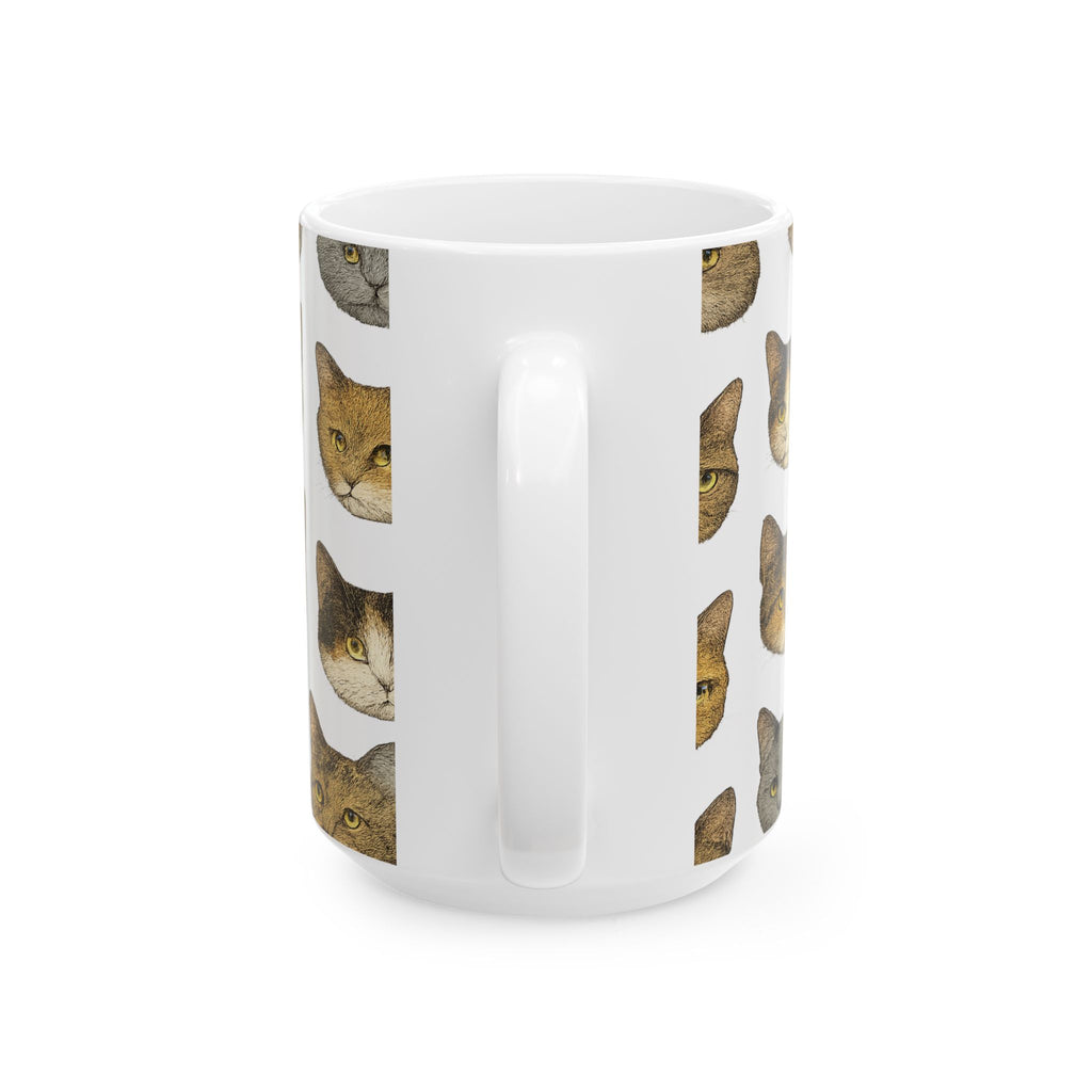 Botanical Cat Faces Full Wrap Coffee Mug | Cats Gift | Ceramic Mug