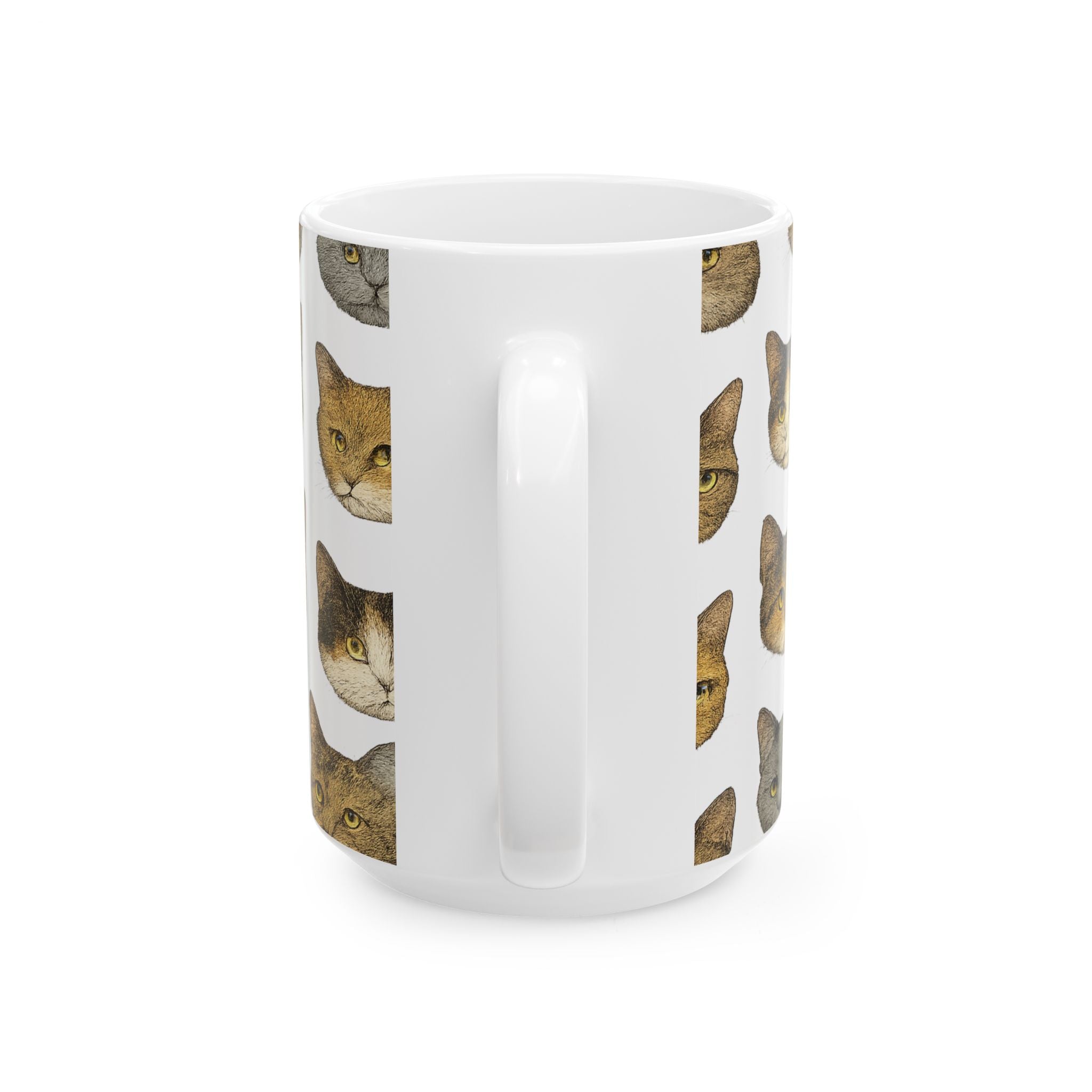Botanical Cat Faces Full Wrap Coffee Mug | Cats Gift | Ceramic Mug