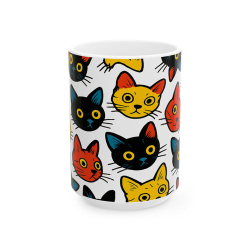 Bold Curious Cats Full Wrap Coffee Mug | Cats Gift | Ceramic Mug