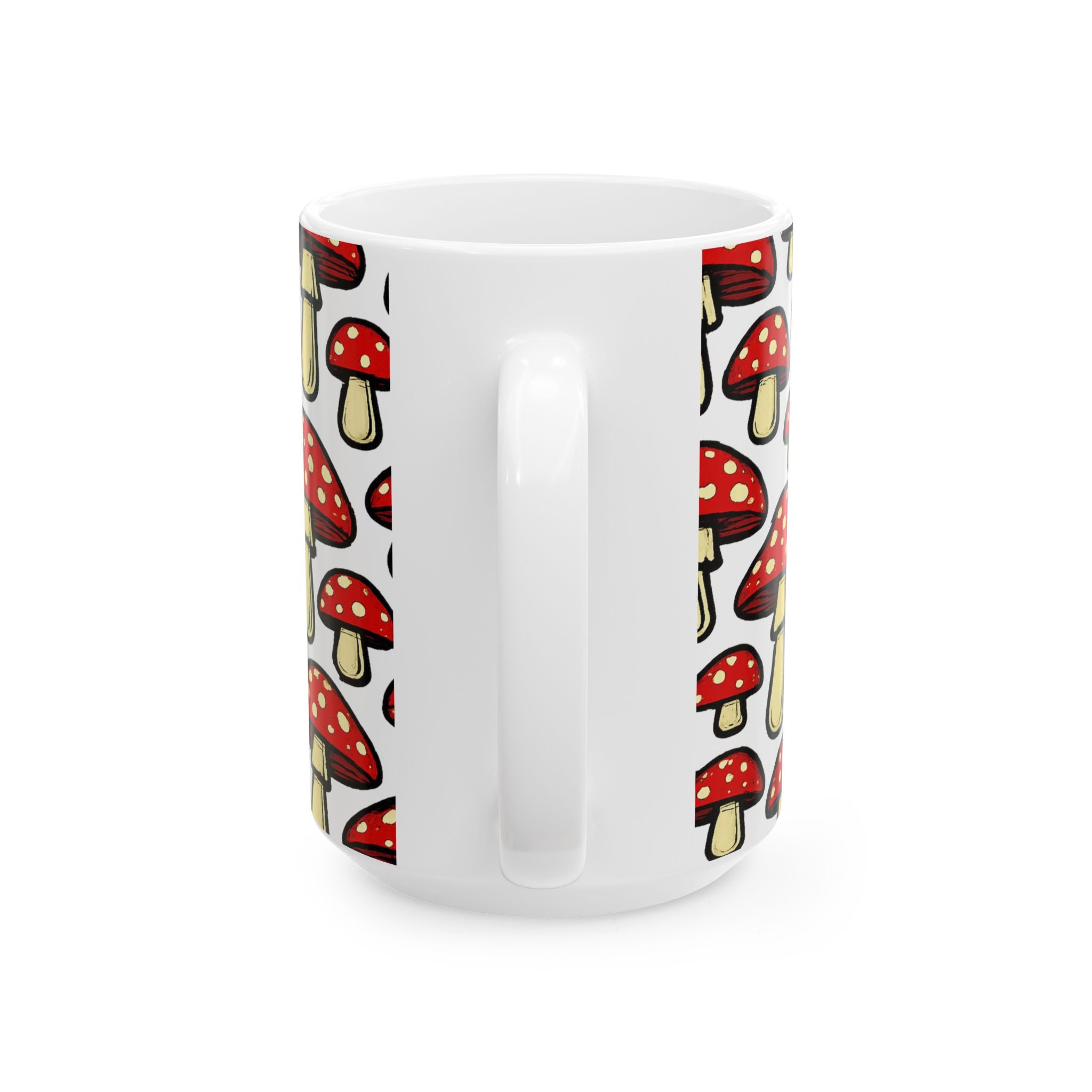 Bold Fairy Tale Mushrooms Full Wrap Coffee Mug | Mushrooms Gift | Ceramic Mug