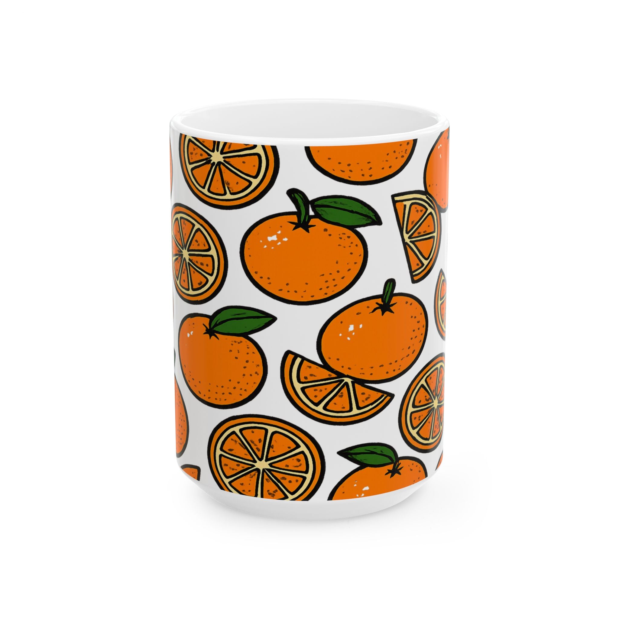 Bold Oranges Full Wrap Coffee Mug | Fruit Gift | Ceramic Mug