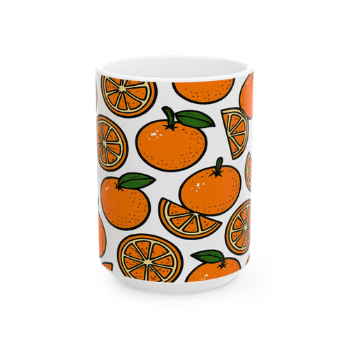 Bold Oranges Full Wrap Coffee Mug | Fruit Gift | Ceramic Mug