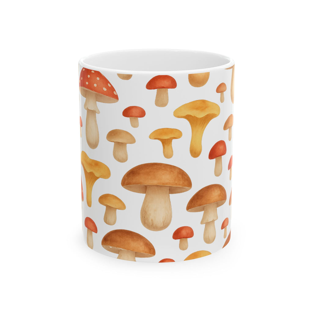 Watercolor Forest Mushrooms Full Wrap Coffee Mug | Mushrooms Gift | Ceramic Mug