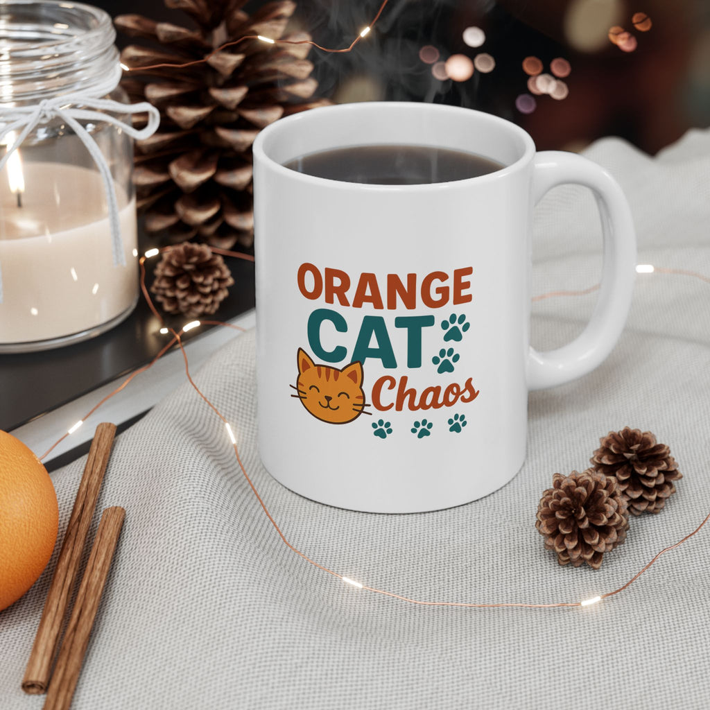 Orange Cat Energy All Day Coffee Mug | Funny Cat Lover Gift | Ceramic Mug