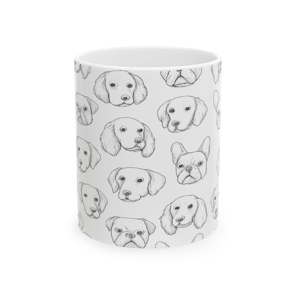 Delicate Dog Faces Full Wrap Coffee Mug | Dogs Gift | Ceramic Mug