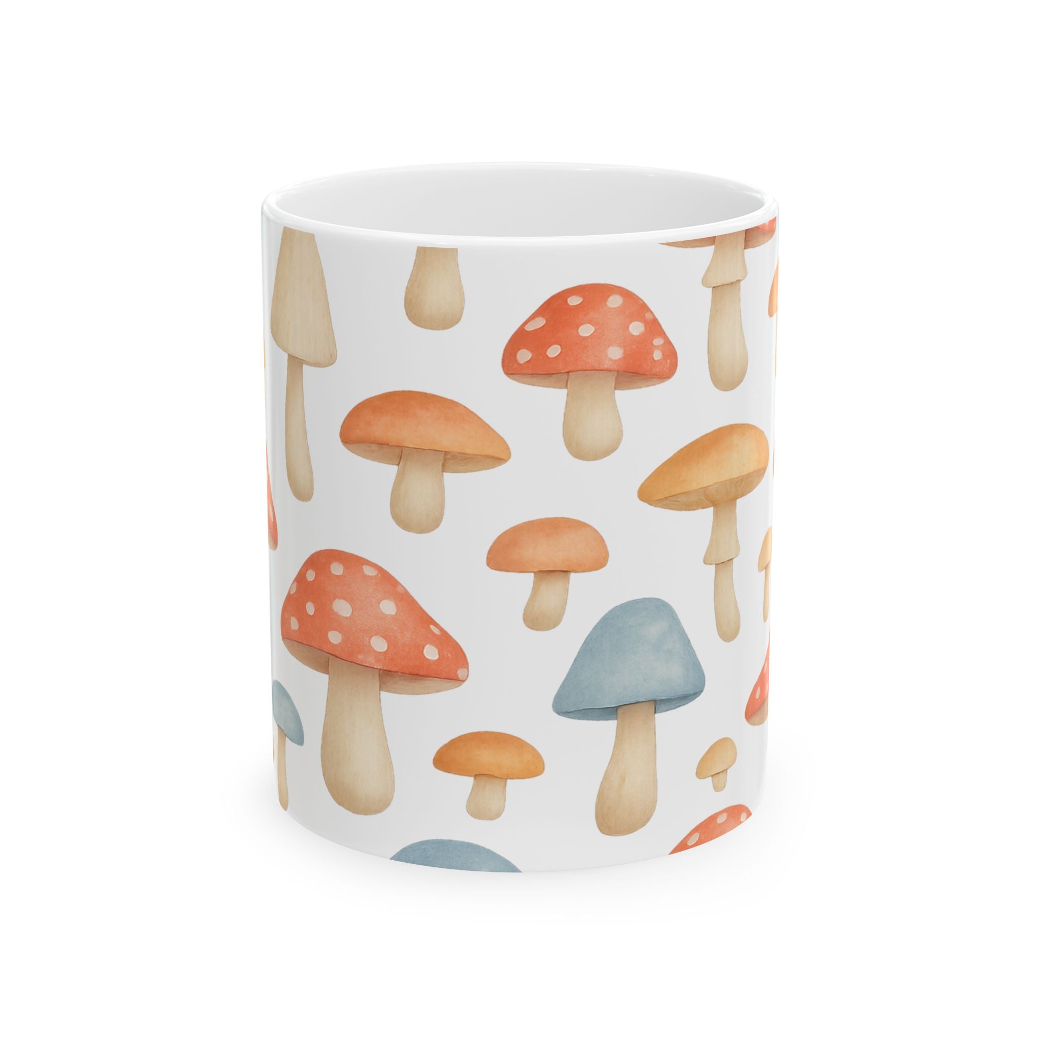 Watercolor Fairy Tale Mushrooms Pattern Coffee Mug | Mushrooms Lover Gift | Ceramic Mug