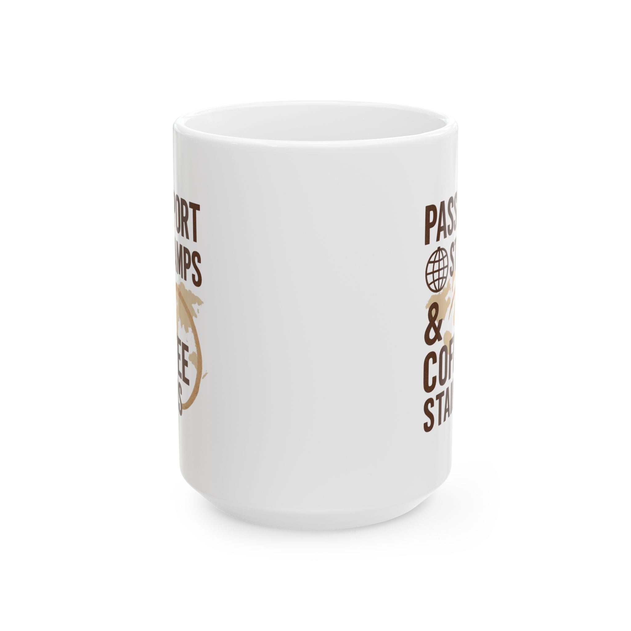 Travel Addict Passport Stamps And Coffee Stains Coffee Mug | Coffee Lover Gift | Ceramic Mug