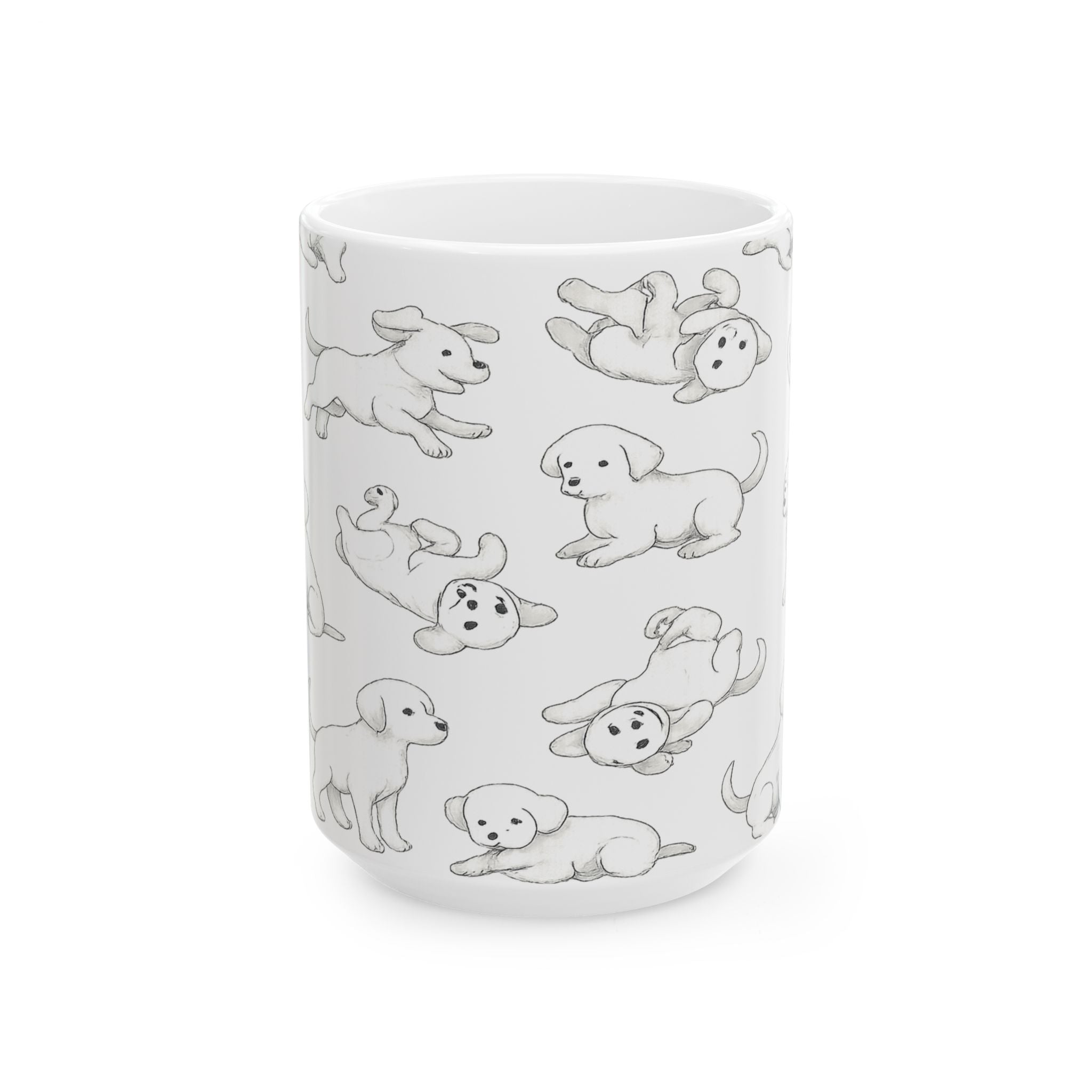 Delicate Playful Puppies Full Wrap Coffee Mug | Dogs Gift | Ceramic Mug